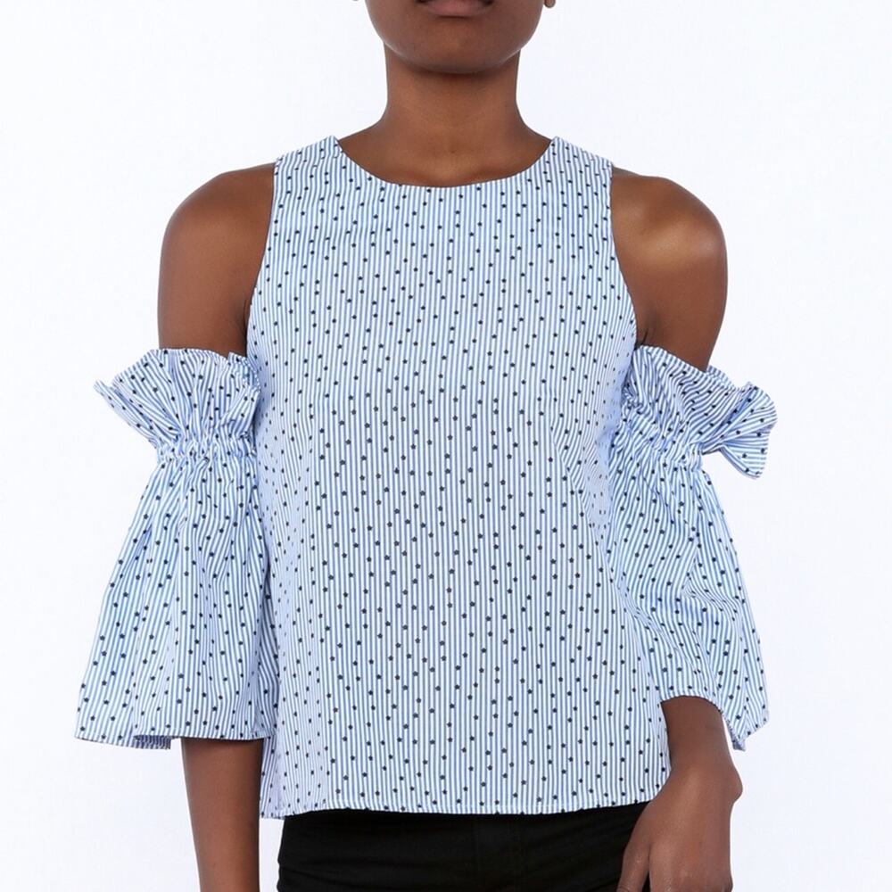 Alythea Star Spangled Blouse Size Blue White Small